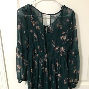 Forest Green Floral Dress